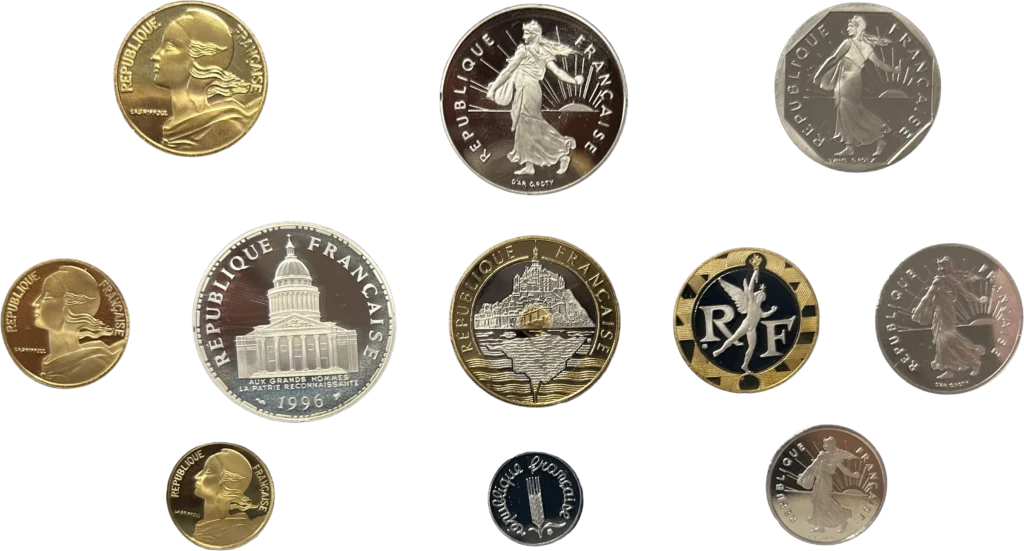 Coffret belle épreuve de la Monnaie de Paris, contenant les monnaies habituelles ainsi qu'une la monnaie de 1 centime épi.Coffret émis à 8000 exemplaires.Note : Numéro de certificat 2551.Bon état général.