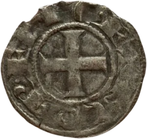 Châtel tournois contenant un lis, sommé d’une croisette. PVINCIALIS