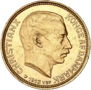 Tête de Christian X à droite.