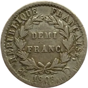 demi franc dans une couronne végétale.