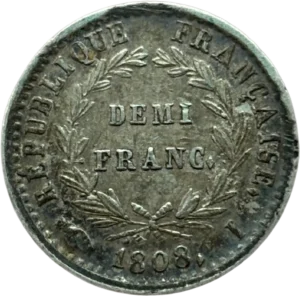 demi franc dans une couronne végétale.