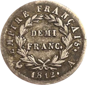 demi franc dans une couronne végétale.