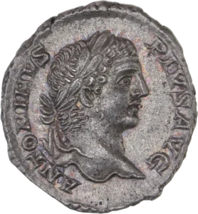 Tête laurée de Caracalla à droite.