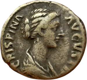 Buste de Crispine à droite.