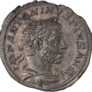 Buste lauré, drapé et cuirassé d'Elagabal à droite.