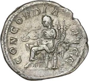 Tête laurée d'Orbiane à droite.