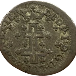 Croix de Lorraine sommée d'une couronne fermée et posée sur un champ d'alérions.