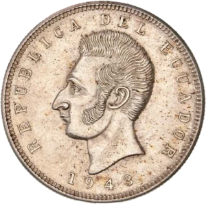 Tête de Jose Antonio de Sucre à gauche.