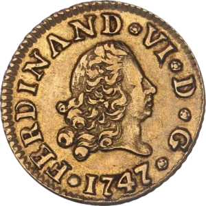 Tête de Ferdinand VI à droite.
