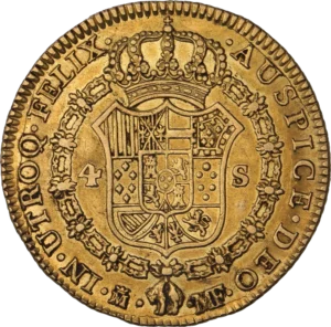 Ecu d'Espagne couronné et entouré du collier de l'ordre de la toison d'or.