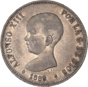 Tête nue d'Alphonse XIII à gauche.