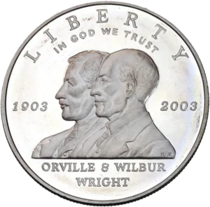 Buste d'Orville et Wilbur Wright à gauche.