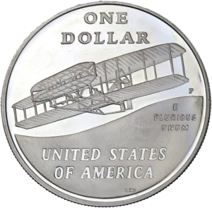 Wright 1903 Flyer, en vol au-dessus des dunes de Kill Devil Hill.