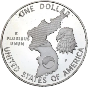 Carte de la Corée et aigle à droite.