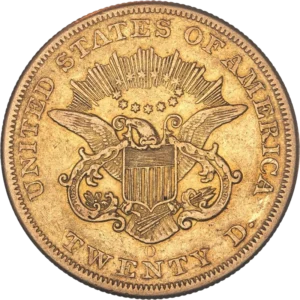 Aigle tenant un blason et un foudre entre ses serres.