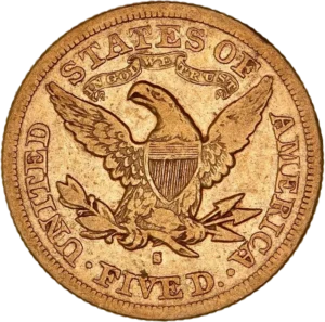 Aigle debout à gauche sur un faisceau.