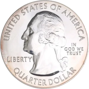 Buste pu président Georges Washington à gauche.