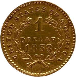 1 dollar dans une couronne végétale.