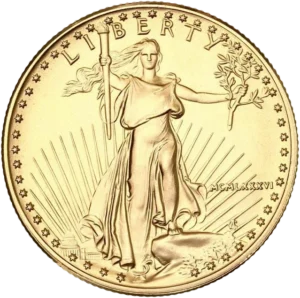 Représentation de la statue Liberty du sculpteur Augustus Saint-Gaudens.