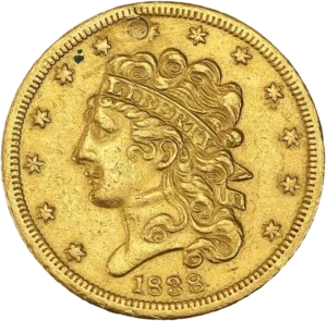 Tête de la Liberté à gauche entouré de treize étoiles