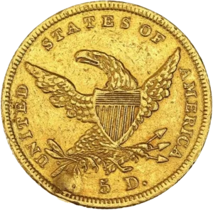 Aigle debout à gauche sur un faisceau.