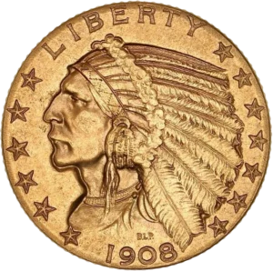 Tête de chef indien à gauche entouré de treize étoiles