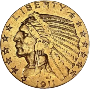 Tête de chef indien à gauche entouré de treize étoiles