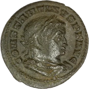 Buste diadémé et cuirassé de Constantin Ier à droite.