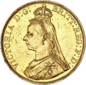 Buste de la reine Victoria couronné à gauche.