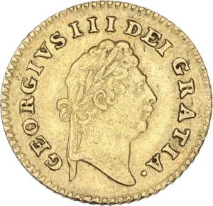 Tête laurée de Georges III à droite;