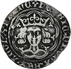 Buste couronné du Roi Henri VI de face.