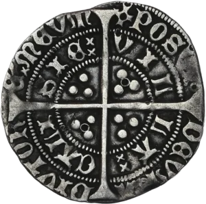 Grande croix accostée d'annelets et traversant deux rangées de titulatures.