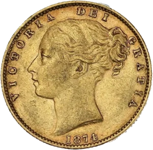 Tête nue de la reine Victoria à gauche (portrait jeune).