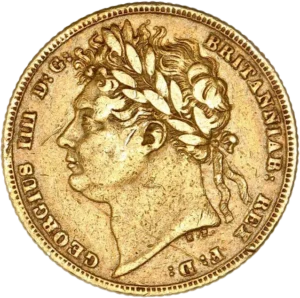 Buste lauré de Georges IIII à gauche.