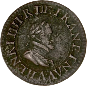 Buste du souverain Henri IV à droite.