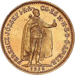 François-Joseph Ier debout en pied à droite, en habit de sacre.