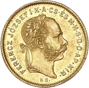 Tête laurée de François Jospeh Ier à droite.