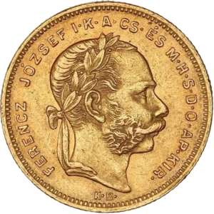 Tête laurée de François Jospeh Ier à droite.