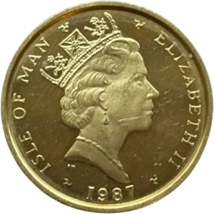 Buste couronné de la reine Elizabeth II à droite.