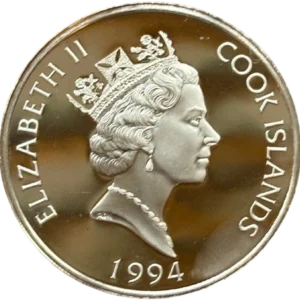 Buste couronné de la reine Élisabeth II à droite.