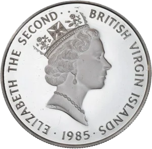 Buste couronné de la Reine Élizabeth II à droite.