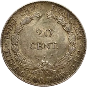 inscription "20 cent" dans une couronne végétale.
