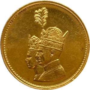 Bustes accolés du Shah d'Iran Mohammad Reza Pahlavi et de l'Impératrice Farah Diba