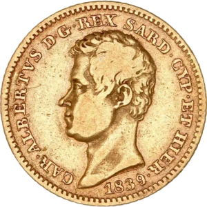 Tête nue de Charles Albert II à gauche.