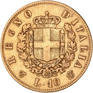 Tête nue de Victor Emmanuel II à gauche.