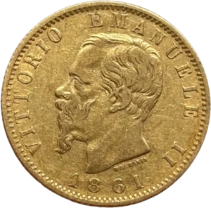 Tête de Victor Emmanuel II à gauche.