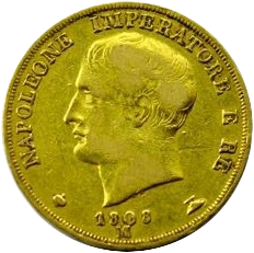 Tête nue de Napoléon Ier à gauche.