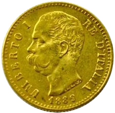 Tête nue d'Umberto I er à gauche.