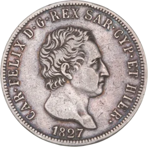 Tête de Charles Albert à droite.