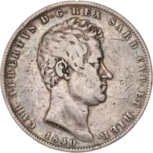 Tête de Charles Albert à droite.